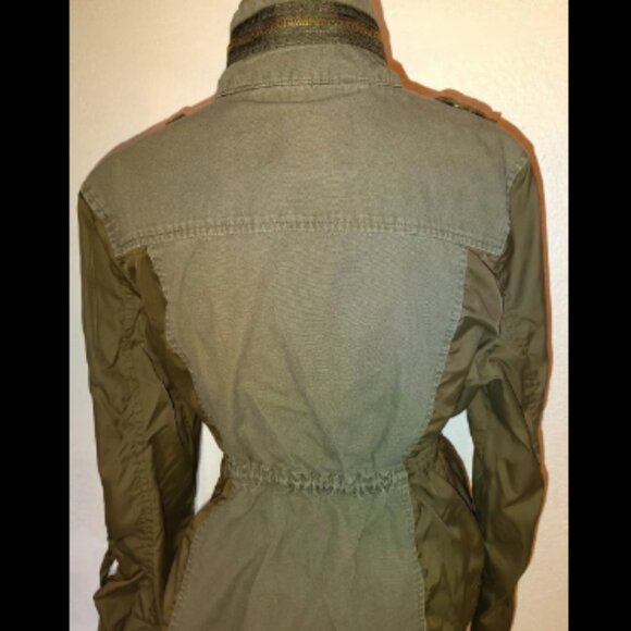 American Rag CIE Women's Cargo Jacket Olive Green Zip Front Snap Hooded Size XL. - Picture 4 of 8